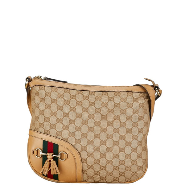 グッチ GGキャンバス ホースビット タッセル 斜め掛け ショルダーバッグ 232967 ベージュ キャンバス レザー レディース GUCCI 【中古】