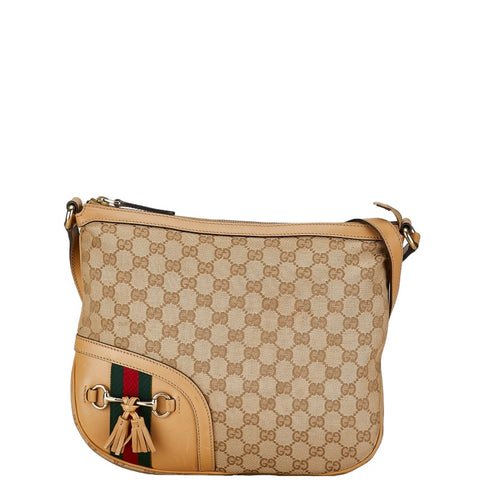 グッチ GGキャンバス ホースビット タッセル 斜め掛け ショルダーバッグ 232967 ベージュ キャンバス レザー レディース GUCCI 【中古】