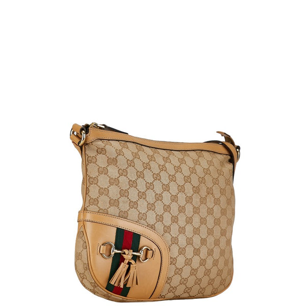 グッチ GGキャンバス ホースビット タッセル 斜め掛け ショルダーバッグ 232967 ベージュ キャンバス レザー レディース GUCCI 【中古】