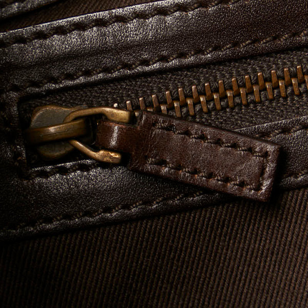 グッチ GGキャンバス 編み込み ハンドル ショルダーバッグ トートバッグ 109141 ブラウン キャンバス レザー レディース GUCCI 【中古】