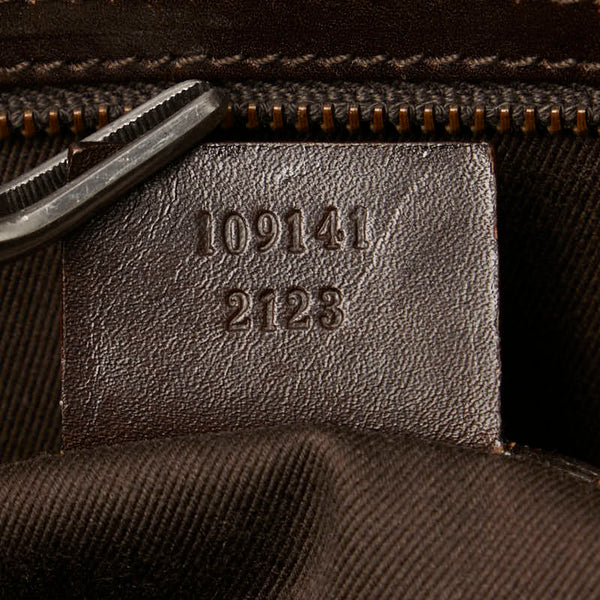 グッチ GGキャンバス 編み込み ハンドル ショルダーバッグ トートバッグ 109141 ブラウン キャンバス レザー レディース GUCCI 【中古】