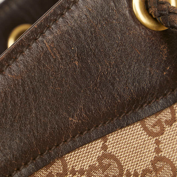 グッチ GGキャンバス 編み込み ハンドル ショルダーバッグ トートバッグ 109141 ブラウン キャンバス レザー レディース GUCCI 【中古】