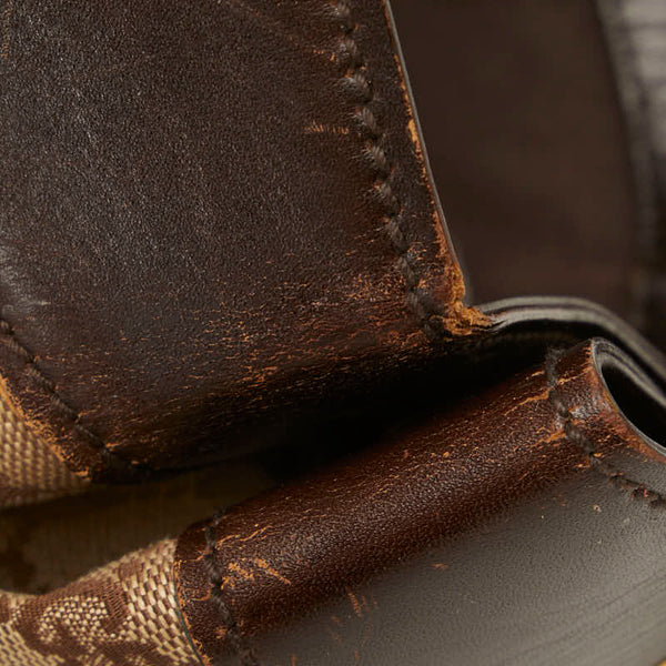 グッチ GGキャンバス 編み込み ハンドル ショルダーバッグ トートバッグ 109141 ブラウン キャンバス レザー レディース GUCCI 【中古】