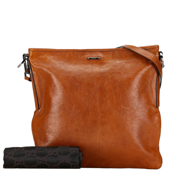 グッチ ロゴ 斜め掛け ショルダーバッグ 113013 ブラウン レザー メンズ GUCCI 【中古】