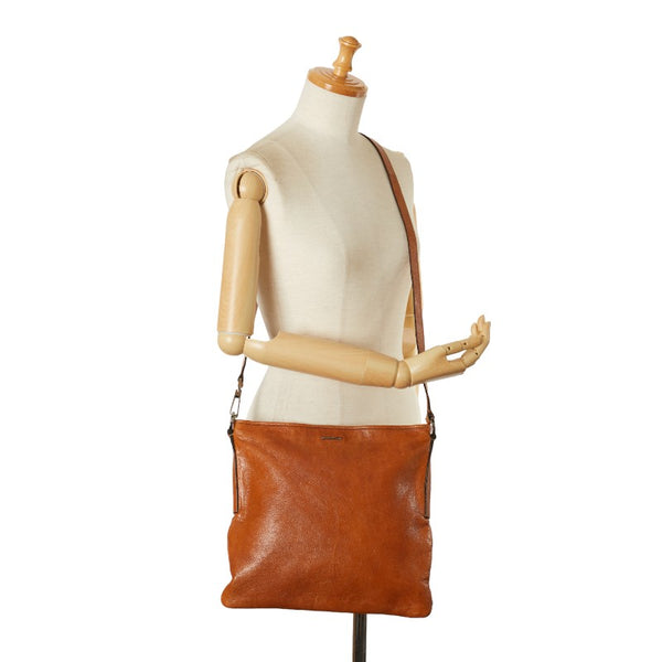 グッチ ロゴ 斜め掛け ショルダーバッグ 113013 ブラウン レザー メンズ GUCCI 【中古】