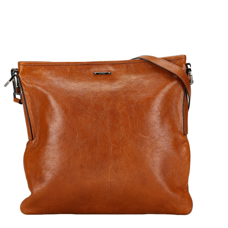 グッチ ロゴ 斜め掛け ショルダーバッグ 113013 ブラウン レザー メンズ GUCCI 【中古】