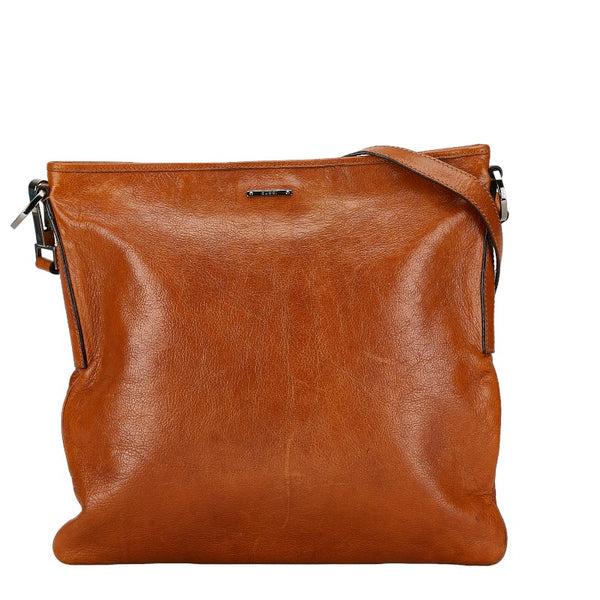 グッチ ロゴ 斜め掛け ショルダーバッグ 113013 ブラウン レザー メンズ GUCCI 【中古】
