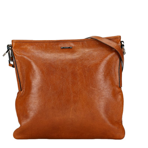 グッチ ロゴ 斜め掛け ショルダーバッグ 113013 ブラウン レザー メンズ GUCCI 【中古】