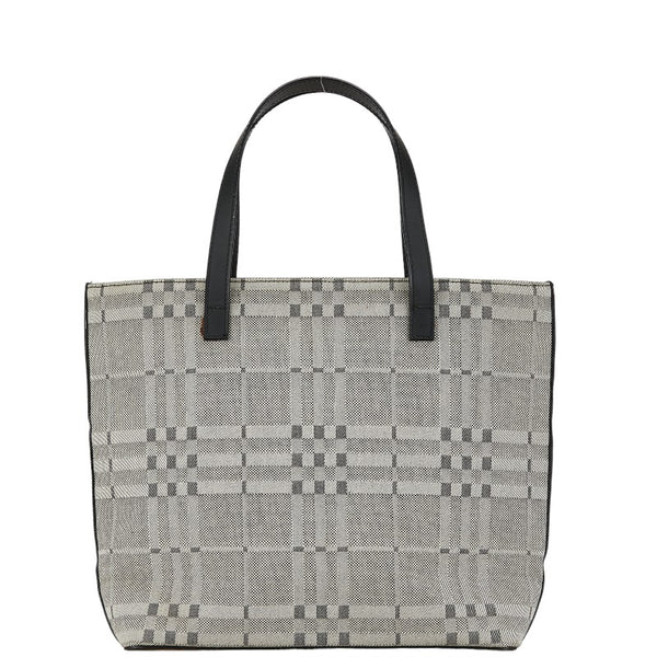 バーバリー ロンドン ハンドバッグ トートバッグ グレー ブラック キャンバス レザー レディース BURBERRY 【中古】