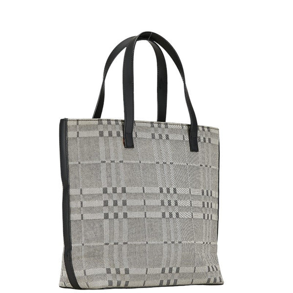 バーバリー ロンドン ハンドバッグ トートバッグ グレー ブラック キャンバス レザー レディース BURBERRY 【中古】