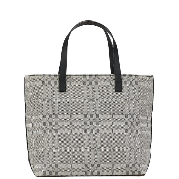 バーバリー ロンドン ハンドバッグ トートバッグ グレー ブラック キャンバス レザー レディース BURBERRY 【中古】