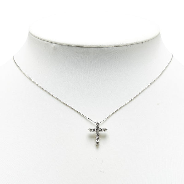 Pt900 プラチナ Pt850 プラチナ ダイヤ0.50ct クロス 十字架 モチーフ ペンダントネックレス レディース 【中古】