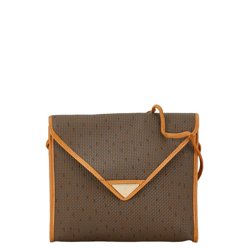 サンローラン 斜め掛け ショルダーバッグ ブラウン キャンバス レザー レディース SAINT LAURENT 【中古】