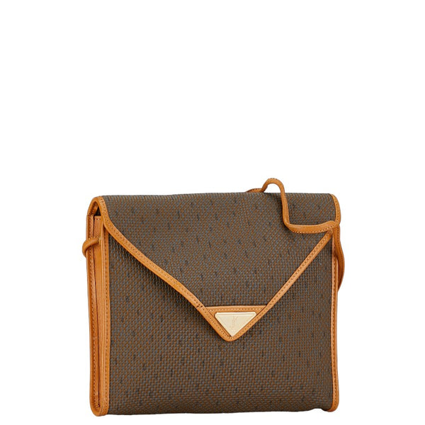 サンローラン 斜め掛け ショルダーバッグ ブラウン キャンバス レザー レディース SAINT LAURENT 【中古】