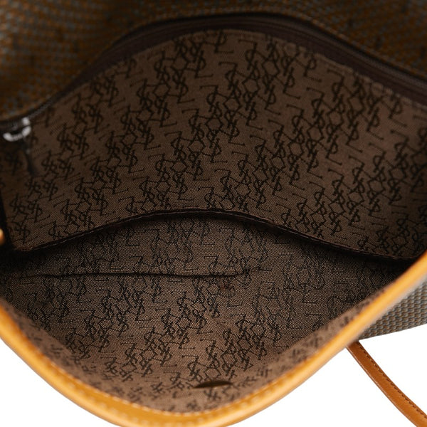 サンローラン 斜め掛け ショルダーバッグ ブラウン キャンバス レザー レディース SAINT LAURENT 【中古】