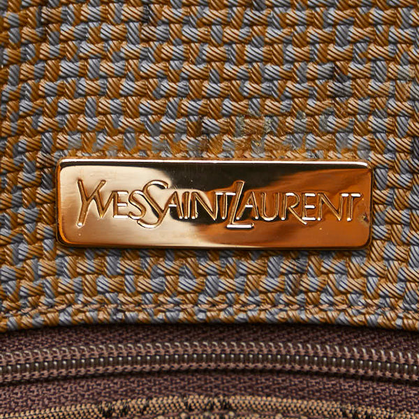 サンローラン 斜め掛け ショルダーバッグ ブラウン キャンバス レザー レディース SAINT LAURENT 【中古】