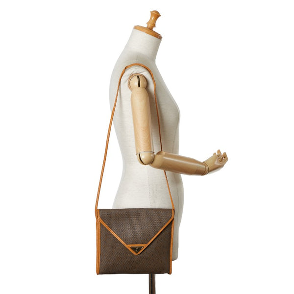 サンローラン 斜め掛け ショルダーバッグ ブラウン キャンバス レザー レディース SAINT LAURENT 【中古】