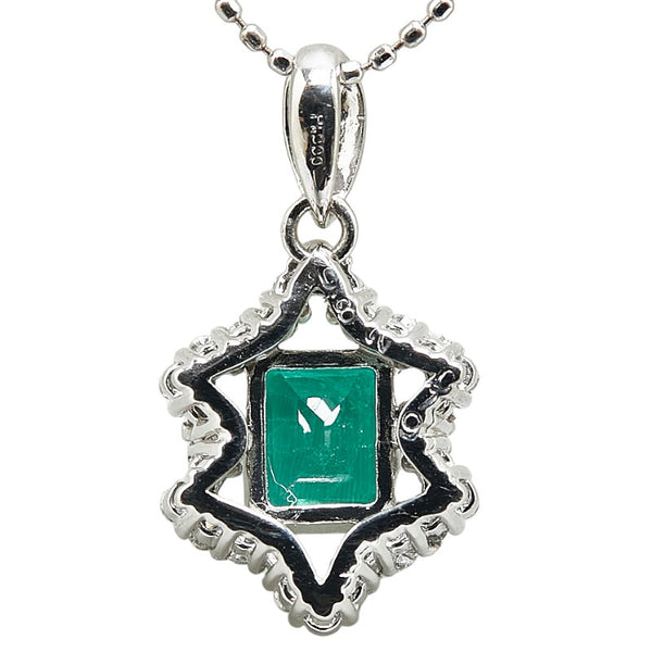 Pt900 プラチナ Pt850 プラチナ エメラルド0.82ct ダイヤ0.19ct ペンダントネックレス レディース 【中古】