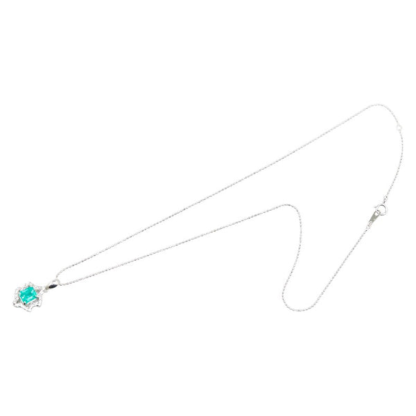Pt900 プラチナ Pt850 プラチナ エメラルド0.82ct ダイヤ0.19ct ペンダントネックレス レディース 【中古】