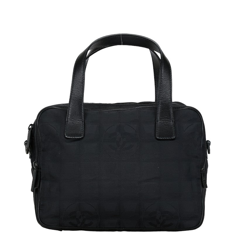 シャネル ニュートラベルライン トートバッグ ハンドバッグ ブラック キャンバス レザー レディース CHANEL 【中古】