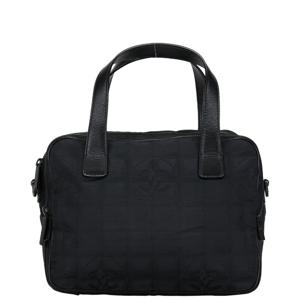 シャネル ニュートラベルライン トートバッグ ハンドバッグ ブラック キャンバス レザー レディース CHANEL 【中古】