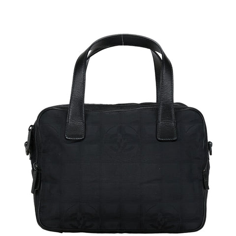 シャネル ニュートラベルライン トートバッグ ハンドバッグ ブラック キャンバス レザー レディース CHANEL 【中古】