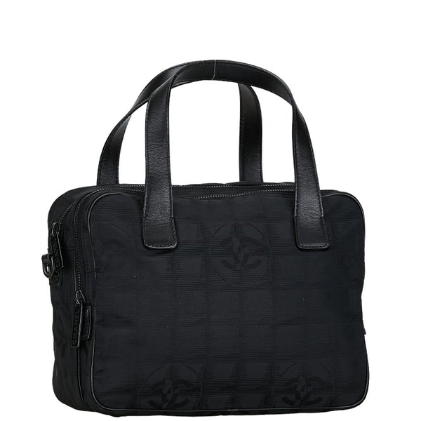 シャネル ニュートラベルライン トートバッグ ハンドバッグ ブラック キャンバス レザー レディース CHANEL 【中古】