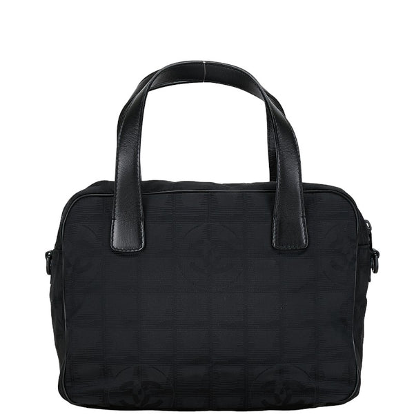 シャネル ニュートラベルライン トートバッグ ハンドバッグ ブラック キャンバス レザー レディース CHANEL 【中古】