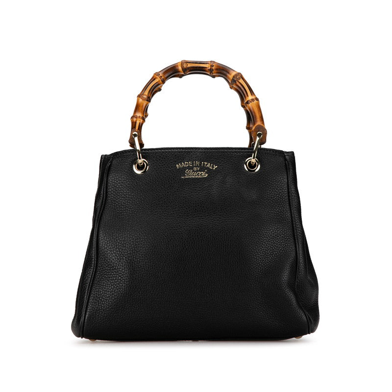 グッチ バンブー ショッパー スモール ハンドバッグ 336032 ブラック レザー レディース GUCCI 【中古】
