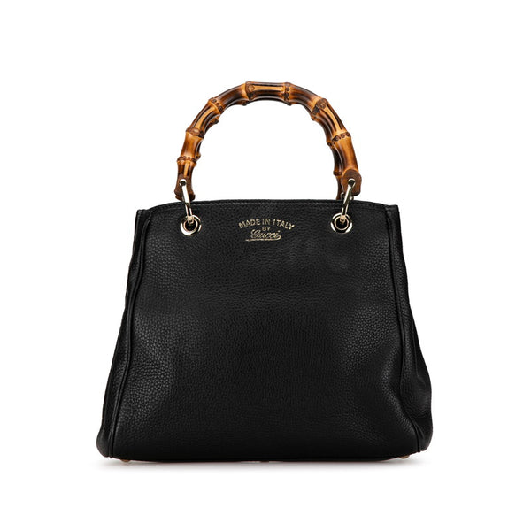 グッチ バンブー ショッパー スモール ハンドバッグ 336032 ブラック レザー レディース GUCCI 【中古】