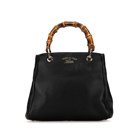 グッチ バンブー ショッパー スモール ハンドバッグ 336032 ブラック レザー レディース GUCCI 【中古】