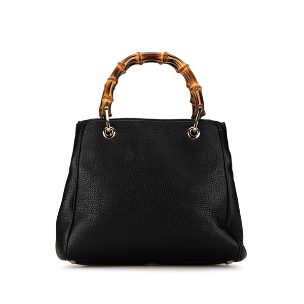 グッチ バンブー ショッパー スモール ハンドバッグ 336032 ブラック レザー レディース GUCCI 【中古】