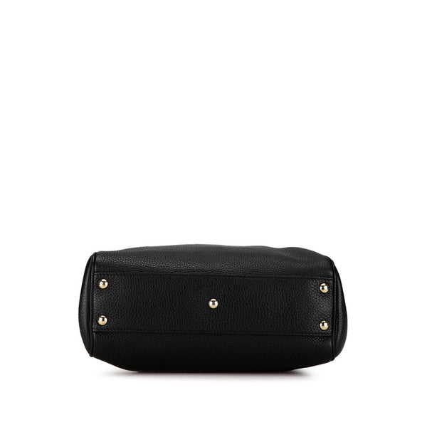 グッチ バンブー ショッパー スモール ハンドバッグ 336032 ブラック レザー レディース GUCCI 【中古】