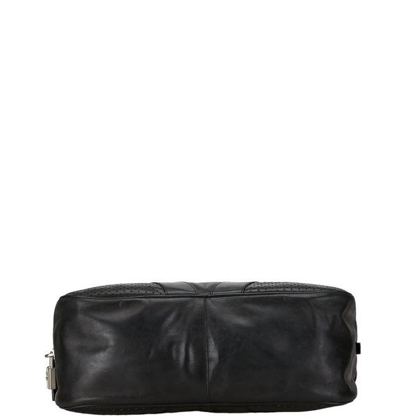 プラダ パンチング ハンドバッグ ミニボストンバッグ ブラック レザー レディース PRADA 【中古】