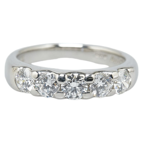 Pt950 プラチナ ダイヤ1.068ct 一文字 リング 指輪 レディース 10.5号 【中古】