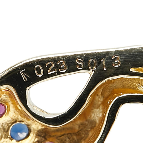 K18YG イエローゴールド ルビー0.23ct サファイア0.13ct パンサー モチーフ ペンダントトップ レディース 【中古】