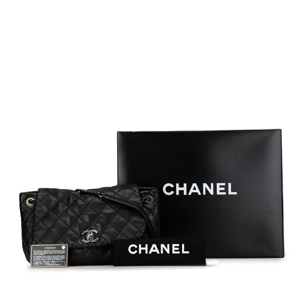 シャネル マトラッセ ココマーク シルバ金具 チェーン ショルダーバッグ ブラック ラムスキン レディース CHANEL 【中古】