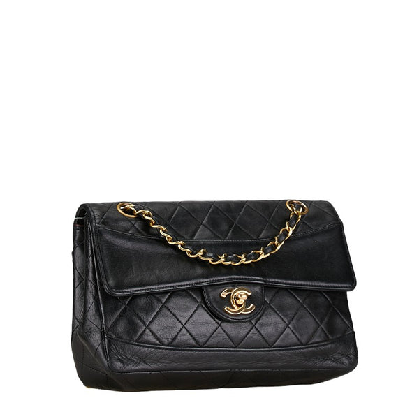 シャネル マトラッセ23 ココマーク シングルフラップ チェーン ショルダーバッグ ブラック ラムスキン レディース CHANEL 【中古】