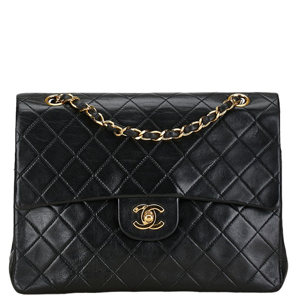 シャネル マトラッセ25 ココマーク ダブルフラップ チェーン ショルダーバッグ ブラック ラムスキン レディース CHANEL 【中古】