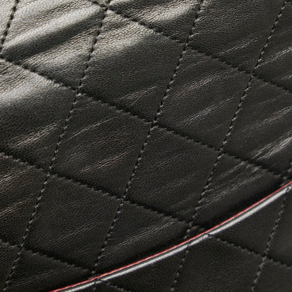 シャネル マトラッセ25 ココマーク ダブルフラップ チェーン ショルダーバッグ ブラック ラムスキン レディース CHANEL 【中古】