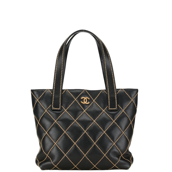 シャネル マトラッセ ワイルドステッチ ココマーク ハンドバッグ トートバッグ ブラック ラムスキン レディース CHANEL 【中古】