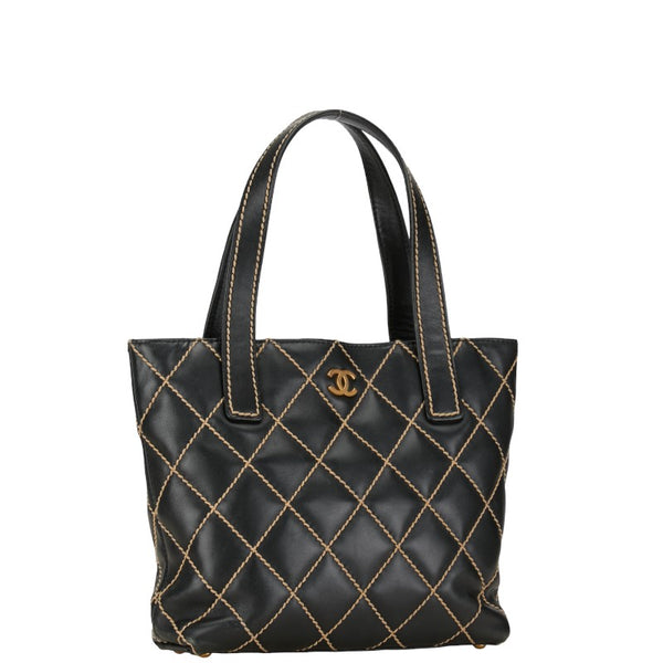 シャネル マトラッセ ワイルドステッチ ココマーク ハンドバッグ トートバッグ ブラック ラムスキン レディース CHANEL 【中古】
