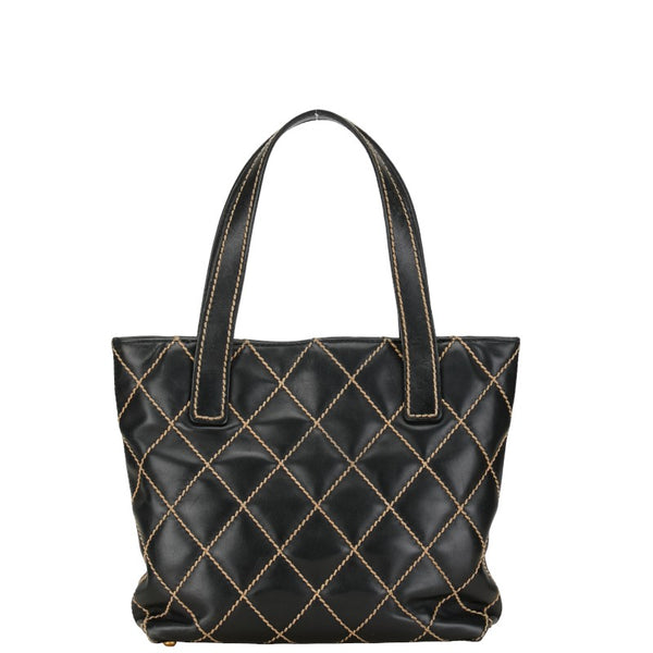 シャネル マトラッセ ワイルドステッチ ココマーク ハンドバッグ トートバッグ ブラック ラムスキン レディース CHANEL 【中古】