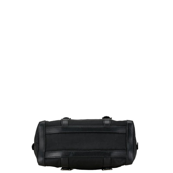 プラダ 三角ロゴプレート トートバッグ ショルダーバッグ ブラック ナイロン レザー レディース PRADA 【中古】