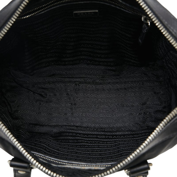 プラダ 三角ロゴプレート トートバッグ ショルダーバッグ ブラック ナイロン レザー レディース PRADA 【中古】