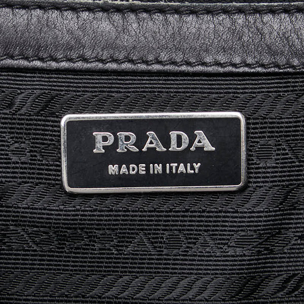 プラダ 三角ロゴプレート トートバッグ ショルダーバッグ ブラック ナイロン レザー レディース PRADA 【中古】