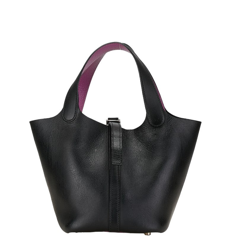 エルメス ピコタンPM ハンドバッグ ブラック パープル ヴォースイフト シェーブル レディース HERMES 【中古】