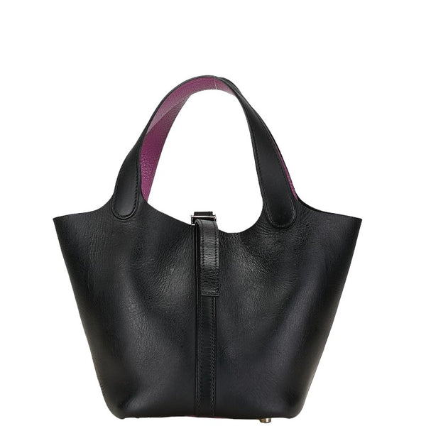 エルメス ピコタンPM ハンドバッグ ブラック パープル ヴォースイフト シェーブル レディース HERMES 【中古】