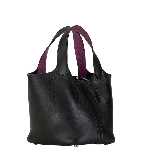 エルメス ピコタンPM ハンドバッグ ブラック パープル ヴォースイフト シェーブル レディース HERMES 【中古】