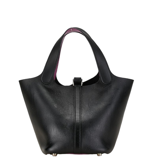 エルメス ピコタンPM ハンドバッグ ブラック パープル ヴォースイフト シェーブル レディース HERMES 【中古】